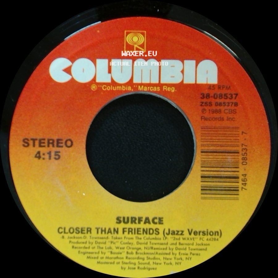 Surface - Closer Than Friends (Jazz Version) / Closer Than Friends (Jazz Version) side A