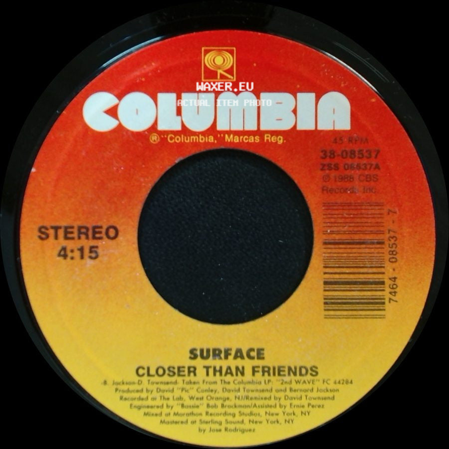 Surface - Closer Than Friends (Jazz Version) / Closer Than Friends side B
