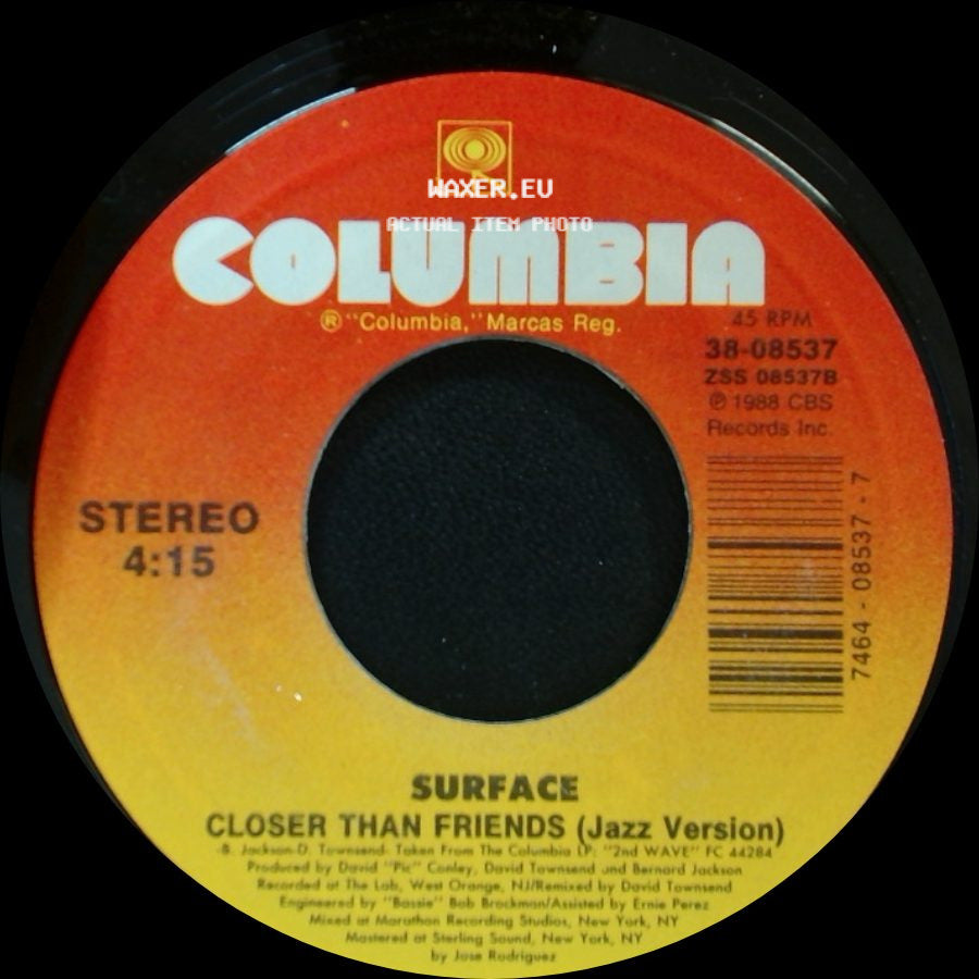 Surface - Closer Than Friends (Jazz Version) / Closer Than Friends (Jazz Version) side B