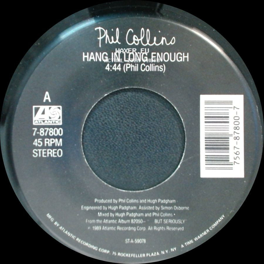 Phil Collins - Hang In Long Enough / Separate Lives (Live) side A