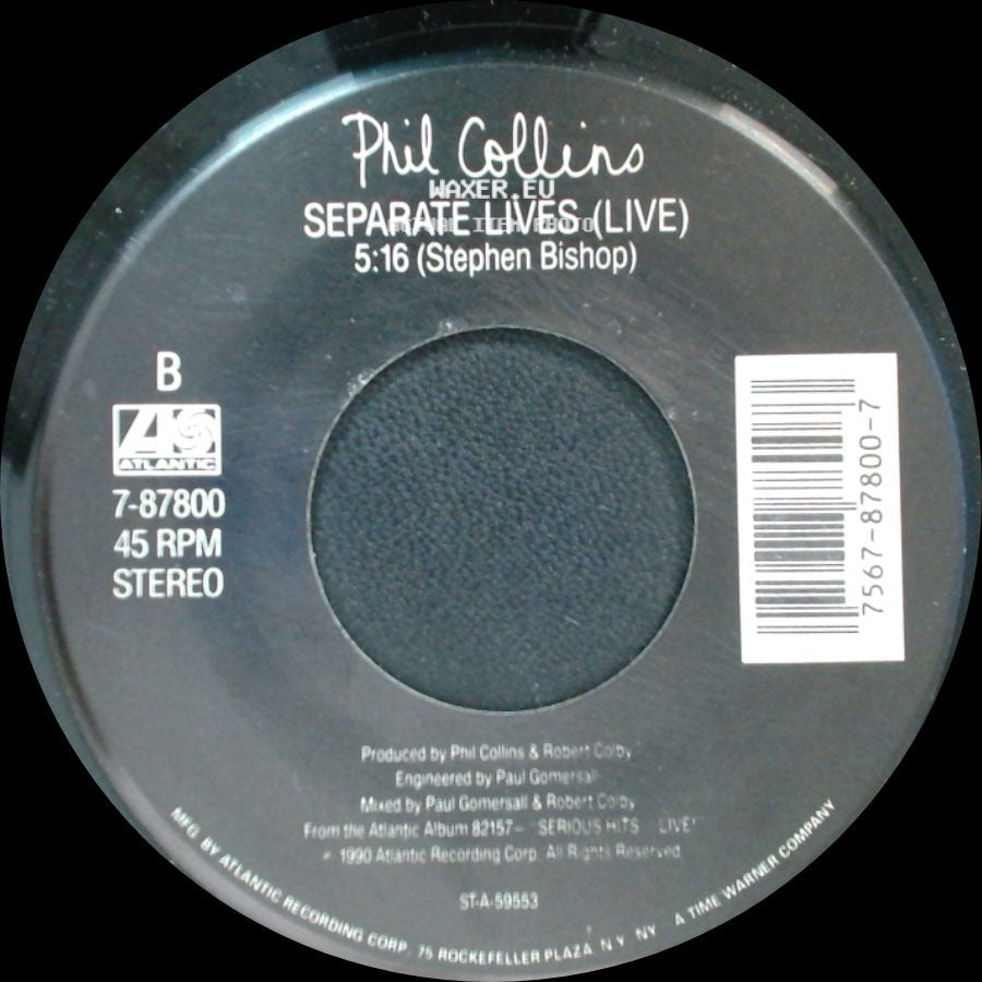 Phil Collins - Hang In Long Enough / Separate Lives (Live) side B