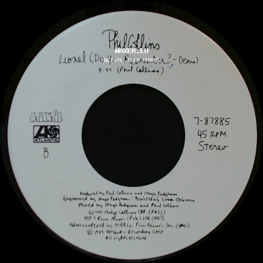 Phil Collins - Lionel (Do You Remember? - Demo) / Something Happened On The Way To Heaven side A
