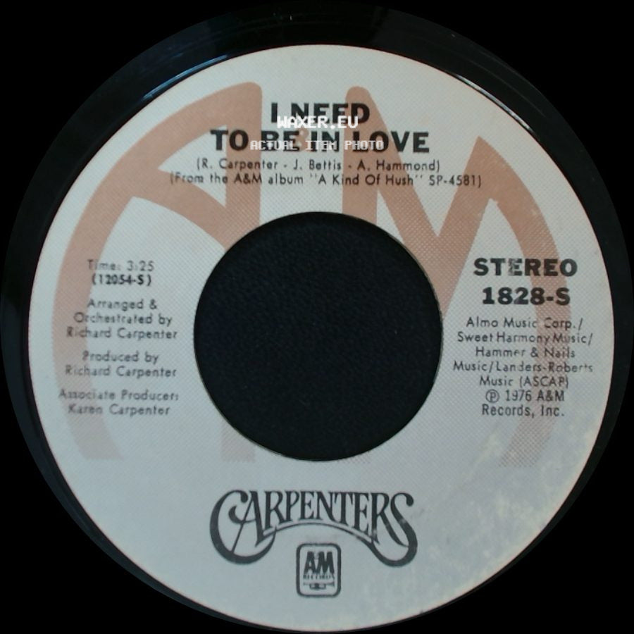 Carpenters - Sandy / I Need To Be In Love side B
