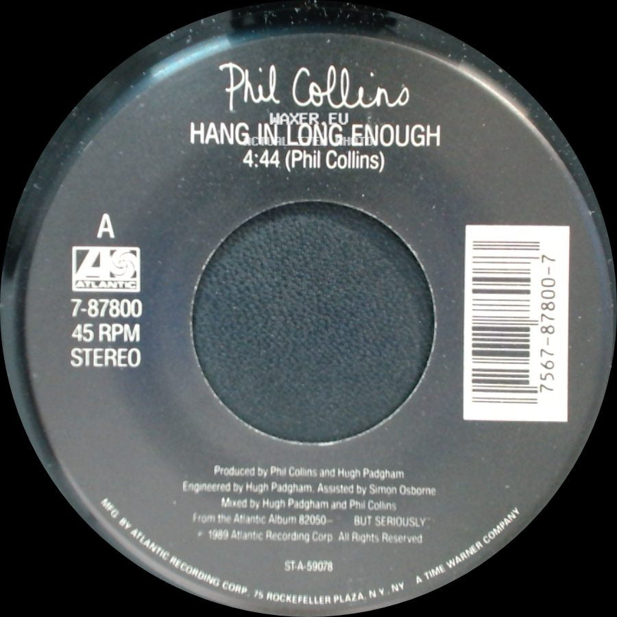 Phil Collins - Hang In Long Enough / Separate Lives (Live) side A