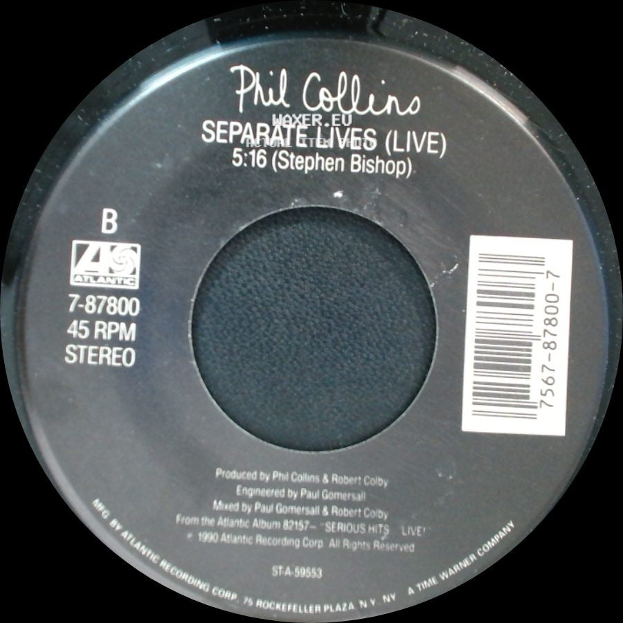 Phil Collins - Hang In Long Enough / Separate Lives (Live) side B