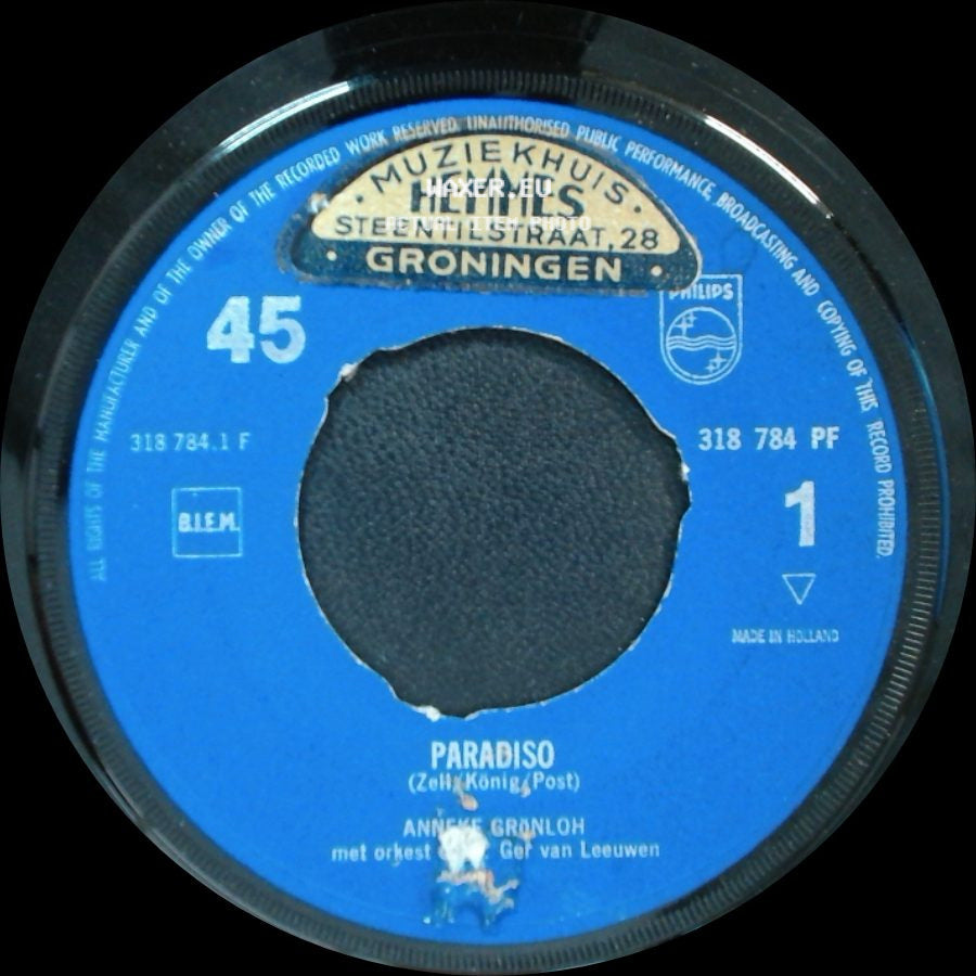 Anneke Gronloh - Paradiso / Niets Ter Wereld Kan Ons Scheiden side A