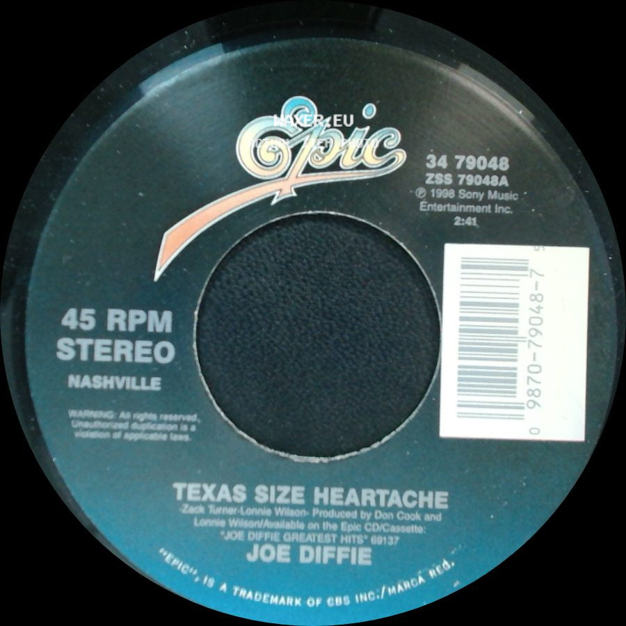 Joe Diffie - Texas Size Heartache / Poor Me side A