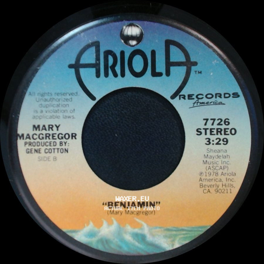 Mary Macgregor - The Wedding Song (There Is Love) / Benjamin side B