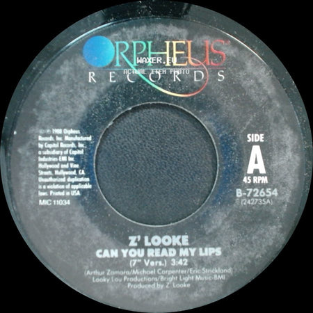 Z' Looke - Can You Read My Lips / Can You Read My Lips side A