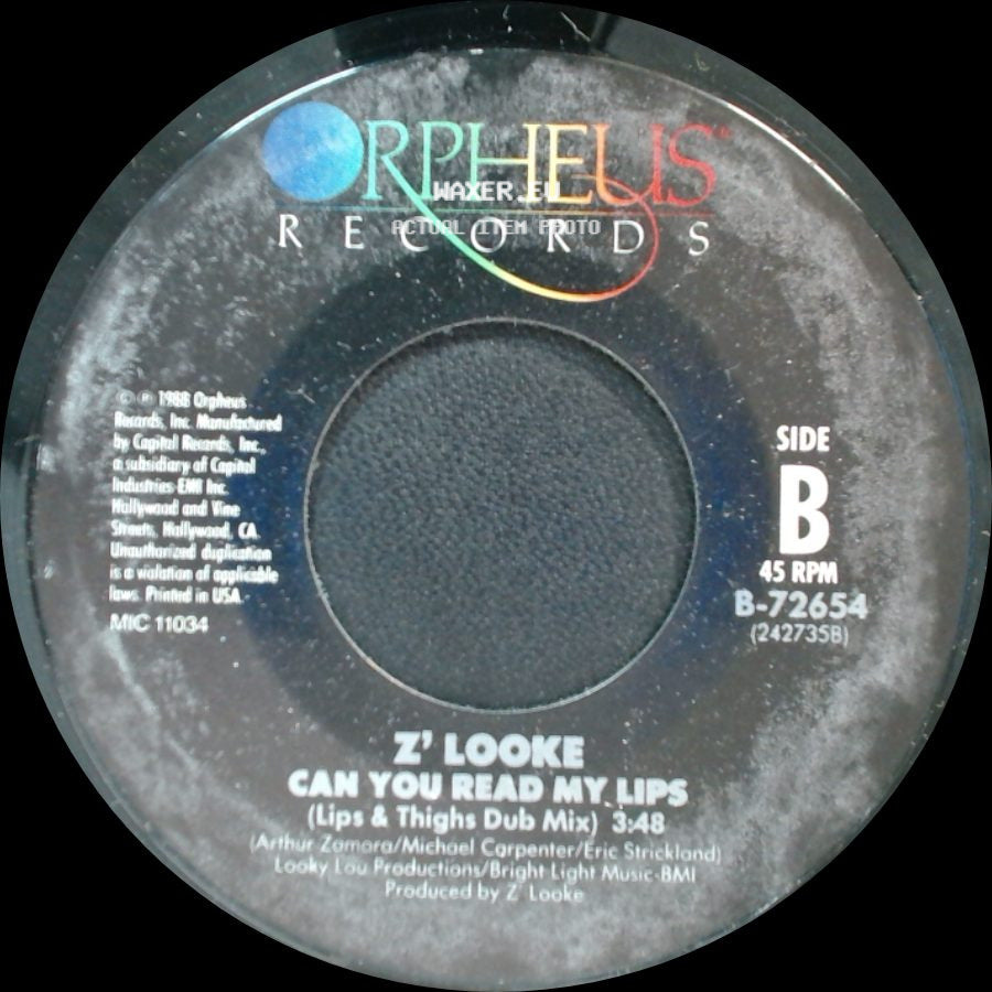 Z' Looke - Can You Read My Lips / Can You Read My Lips (Lips & Thighs Dub Mix) side B