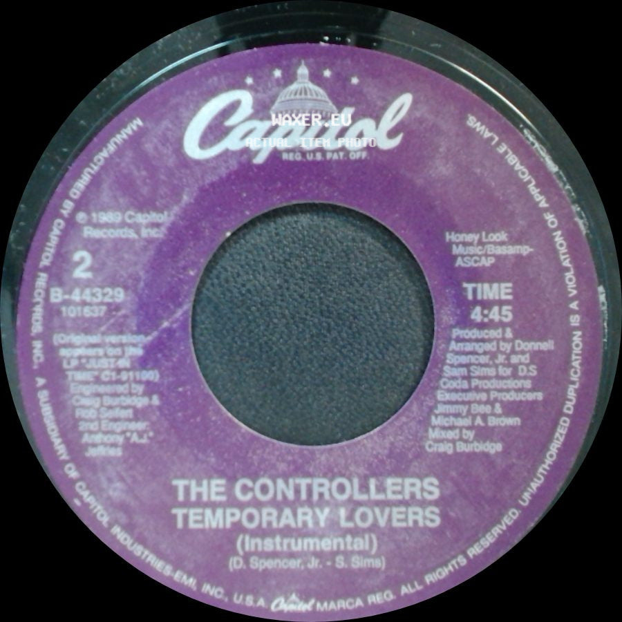 The Controllers - Temporary Lovers (7" Edit) / Temporary Lovers (Instrumental) side B