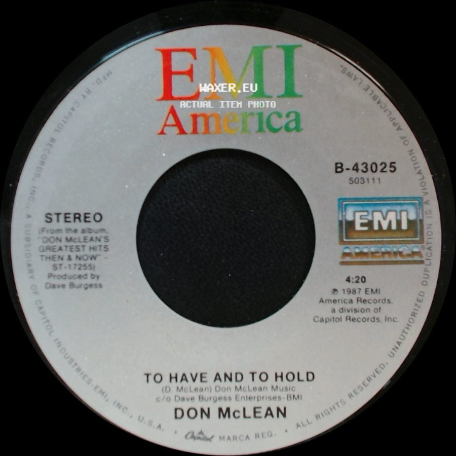 Don Mclean - To Have And To Hold / Superman's Ghost (Edited Version) side A