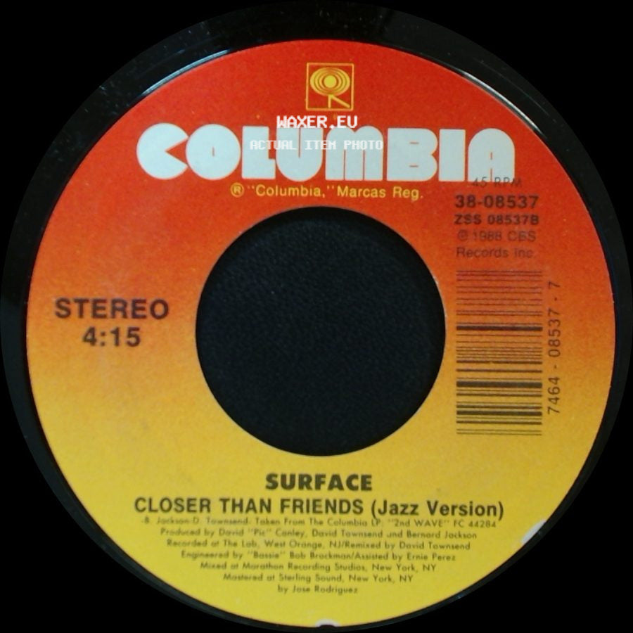 Surface - Closer Than Friends (Jazz Version) / Closer Than Friends side A