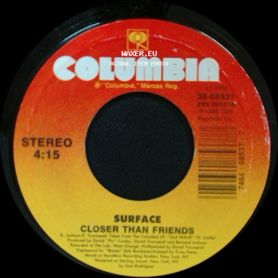 Surface - Closer Than Friends / Closer Than Friends (Jazz Version) side A