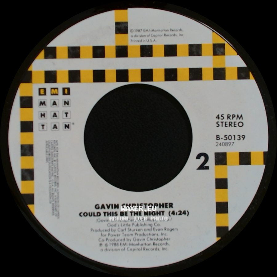 Gavin Christopher - Can't Put Out The Fire (Radio Edit) / Could This Be The Night side B