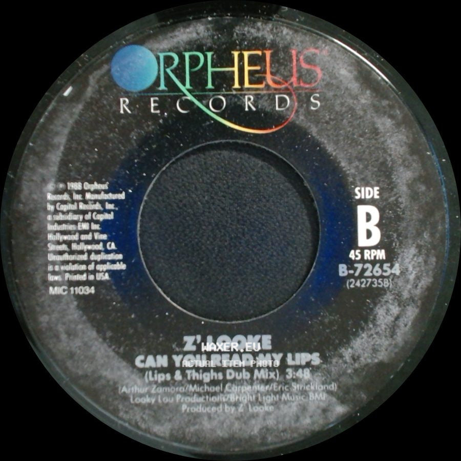 Z' Looke - Can You Read My Lips / Can You Read My Lips side B
