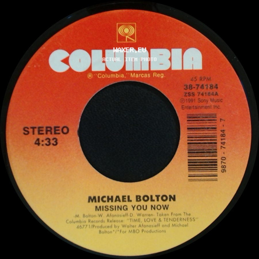 Michael Bolton - It's Only My Heart / Missing You Now side B
