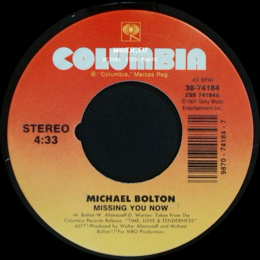 Michael Bolton - It's Only My Heart / Missing You Now side B
