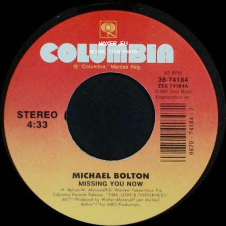 Michael Bolton - It's Only My Heart / Missing You Now side B