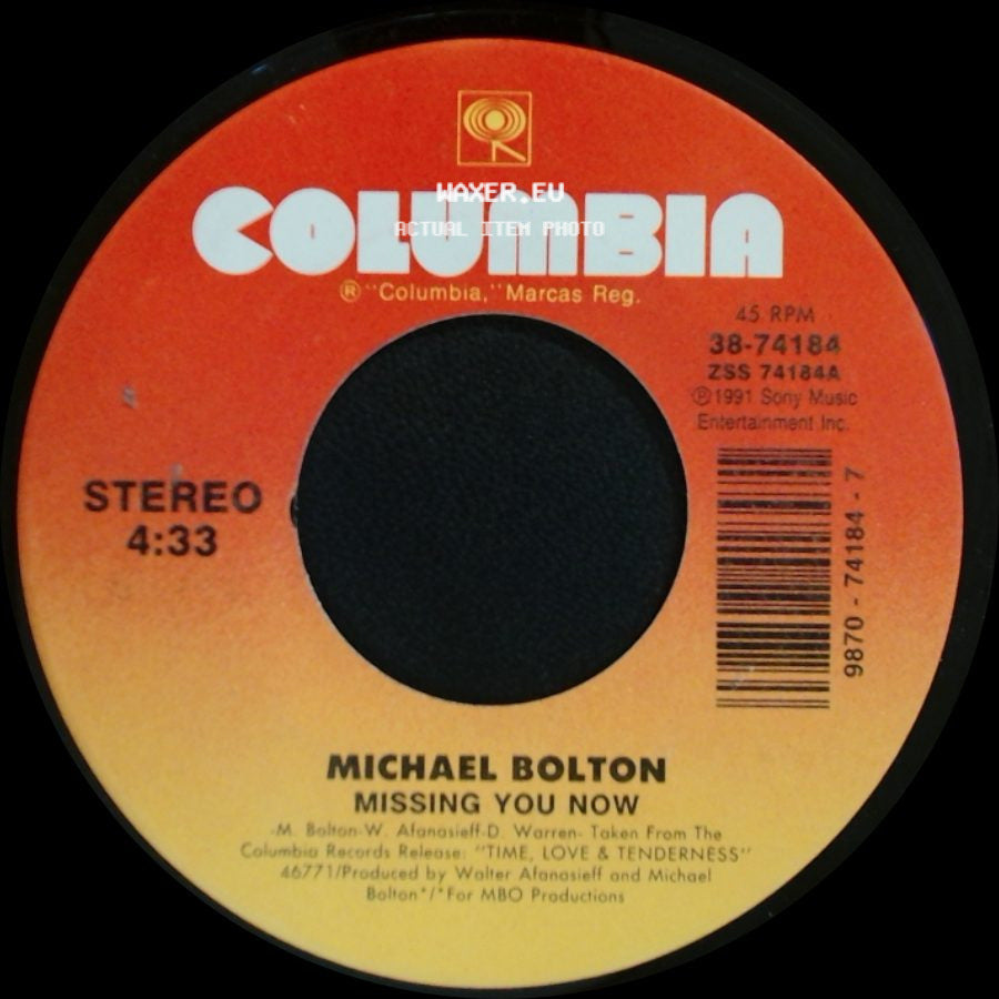 Michael Bolton - It's Only My Heart / Missing You Now side B