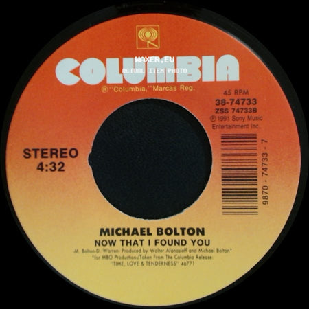 Michael Bolton - To Love Somebody / Now That I Found You side B