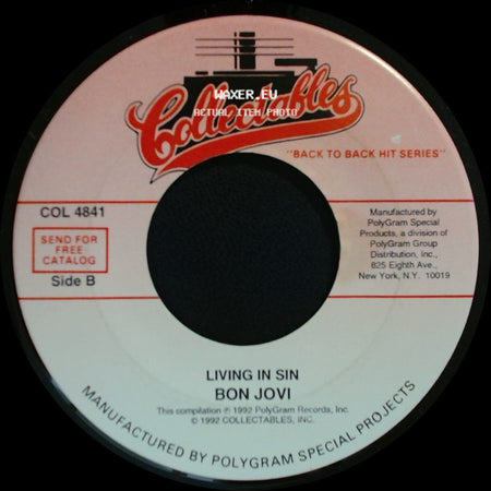 Bon Jovi - Bad Medicine / Living In Sin side B