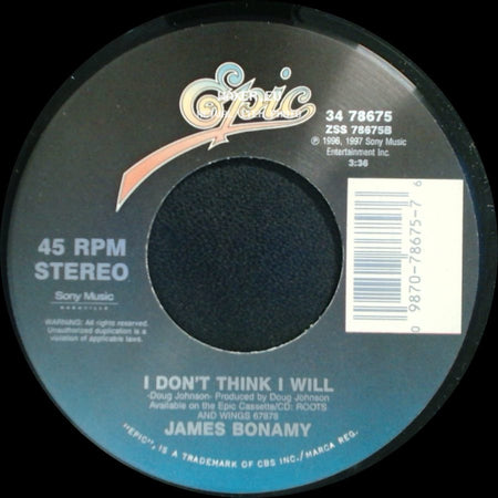 James Bonamy - I Don't Think I Will / Naked To The Pain side A