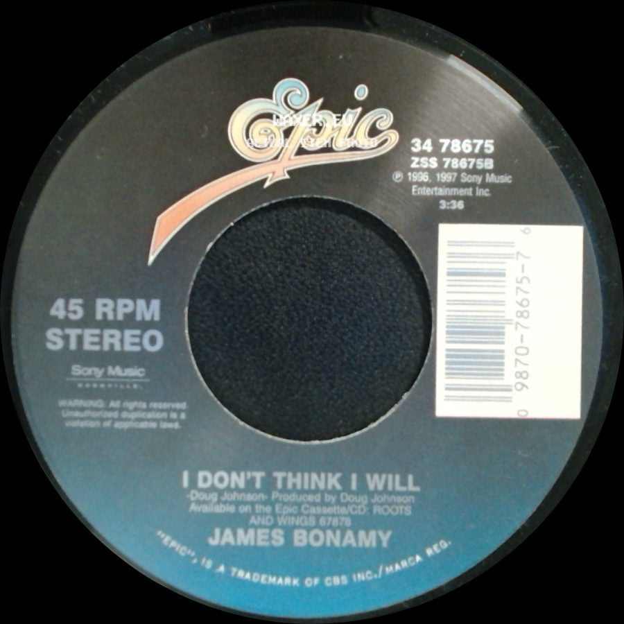 James Bonamy - Naked To The Pain / I Don't Think I Will side B