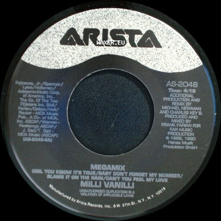 Milli Vanilli - Can't You Feel My Love / Megamix side B