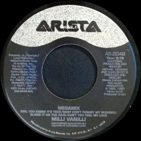 Milli Vanilli - Can't You Feel My Love / Megamix side B
