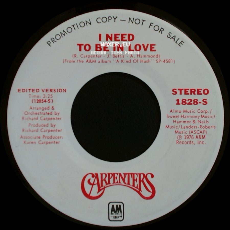 Carpenters - I Need To Be In Love / I Need To Be In Love side A