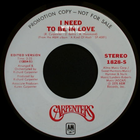 Carpenters - I Need To Be In Love / I Need To Be In Love side A