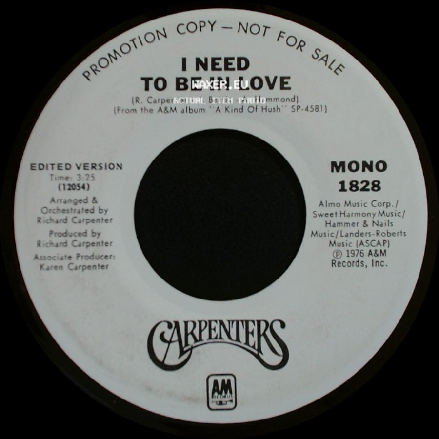 Carpenters - I Need To Be In Love / I Need To Be In Love side B