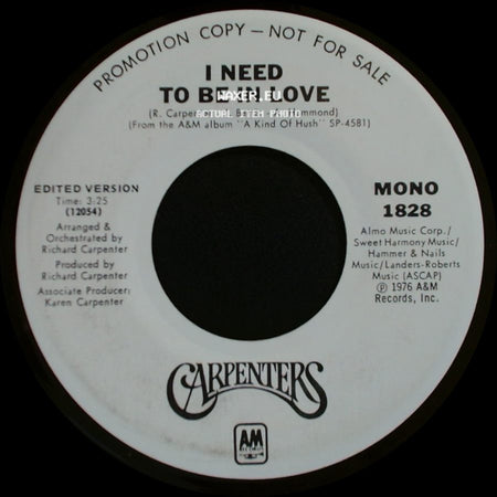 Carpenters - I Need To Be In Love / I Need To Be In Love side B