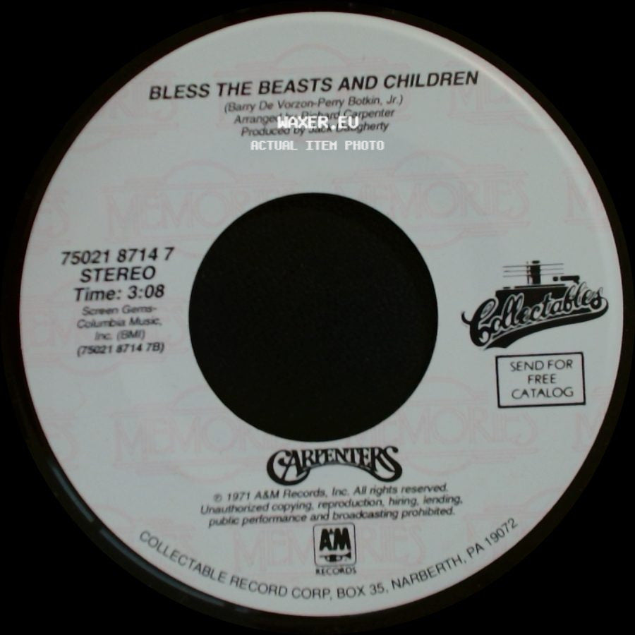 Carpenters - Bless The Beasts And Children / It's Going To Take Some Time side A