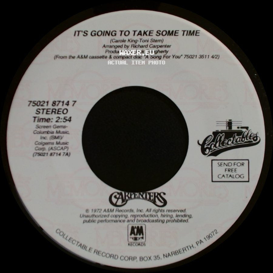 Carpenters - Bless The Beasts And Children / It's Going To Take Some Time side B