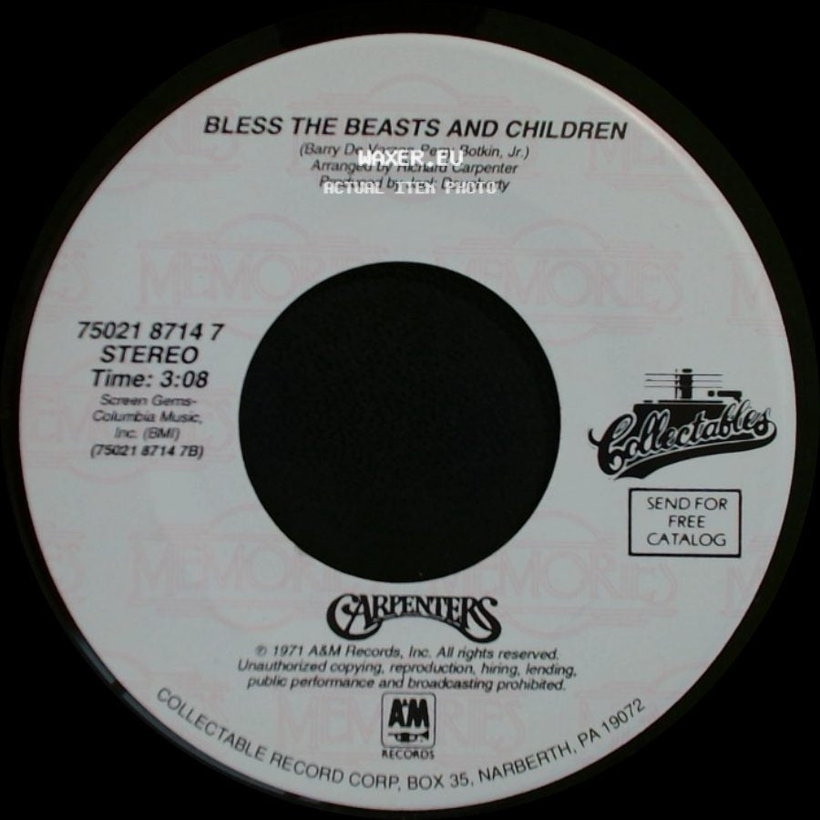 Carpenters - Bless The Beasts And Children / It's Going To Take Some Time side A
