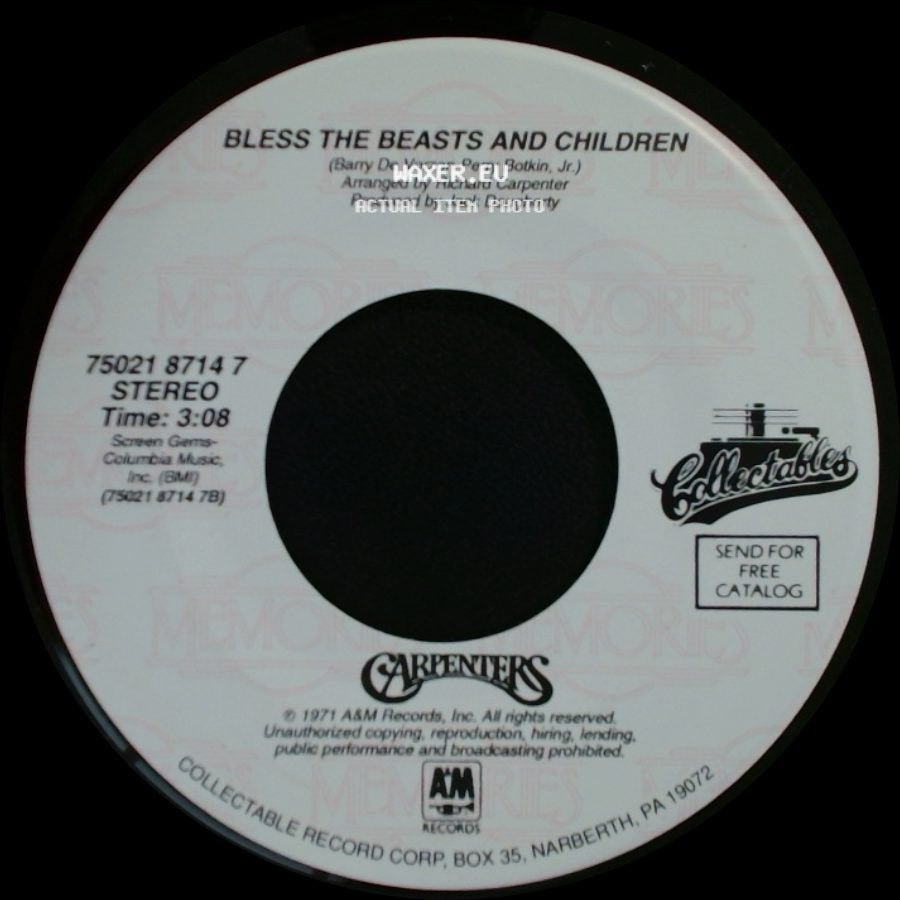 Carpenters - Bless The Beasts And Children / It's Going To Take Some Time side A
