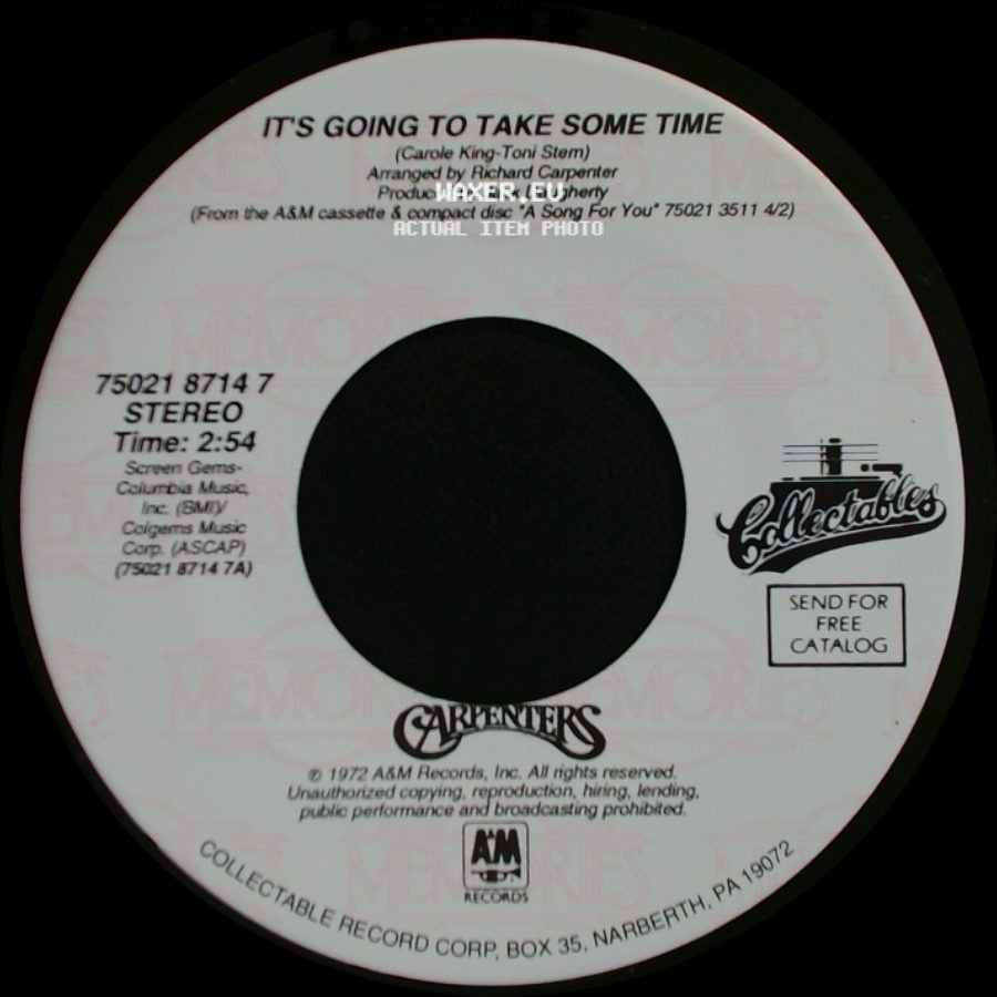 Carpenters - Bless The Beasts And Children / It's Going To Take Some Time side B