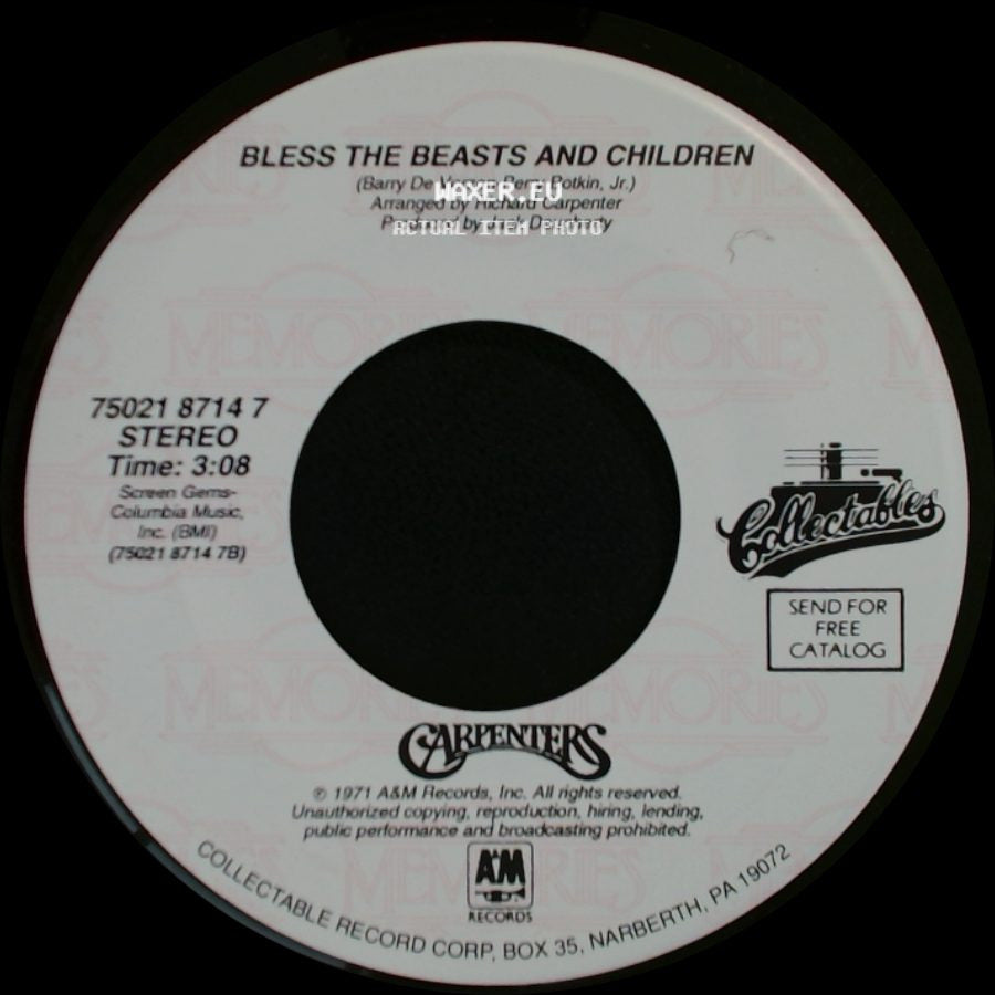 Carpenters - Bless The Beasts And Children / It's Going To Take Some Time side A