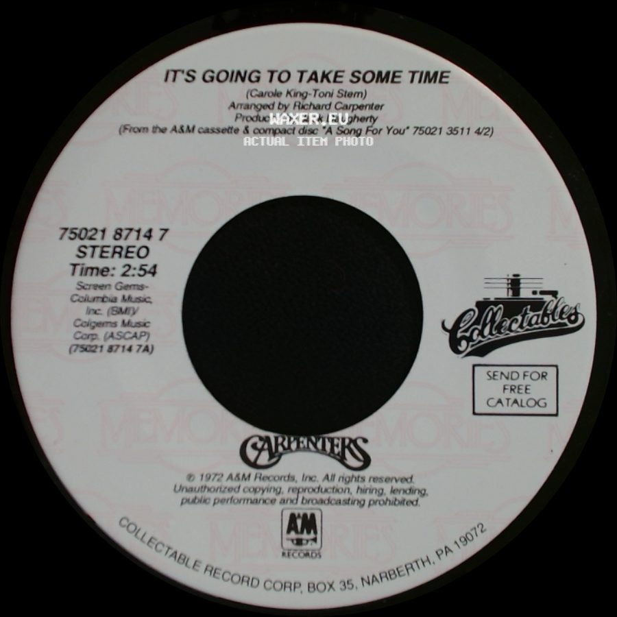 Carpenters - Bless The Beasts And Children / It's Going To Take Some Time side B