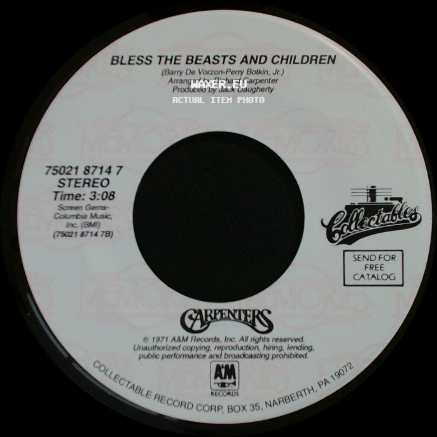 Carpenters - Bless The Beasts And Children / It's Going To Take Some Time side A
