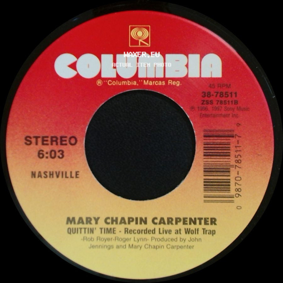 Mary Chapin Carpenter - I Want To Be Your Girlfriend / Quittin' Time - Recorded Live At Wolf Trap side B