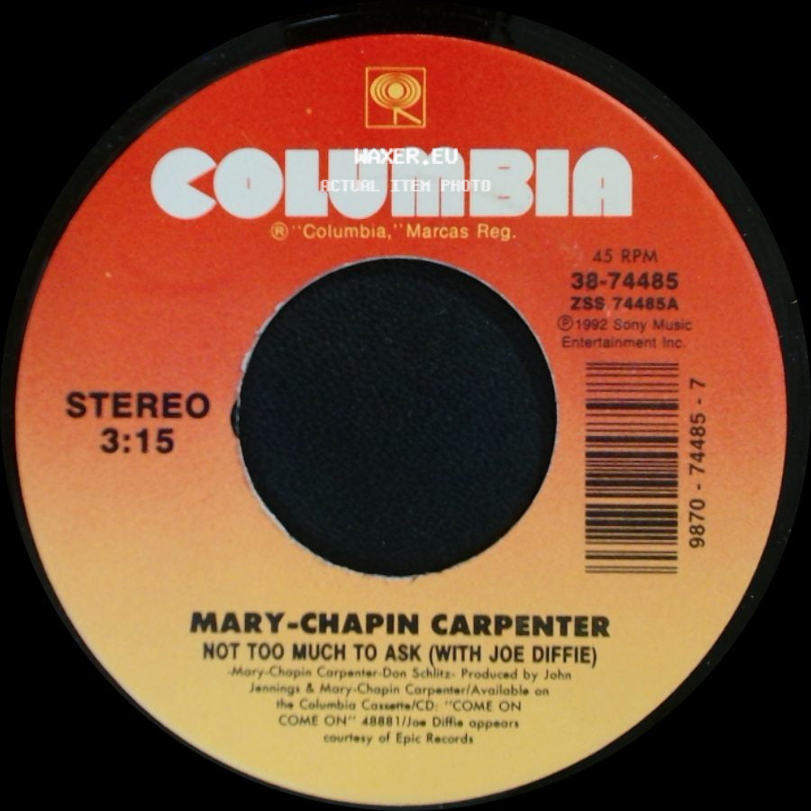 Mary-Chapin Carpenter - I Am A Town / Not Too Much To Ask (With Joe Diffie) side B
