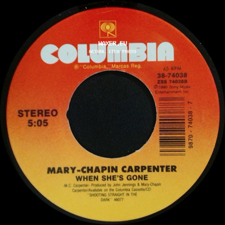 Mary-Chapin Carpenter - When She's Gone / Going Out Tonight side A
