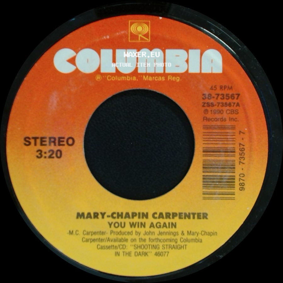 Mary-Chapin Carpenter - The Moon And St. Christopher / You Win Again side B
