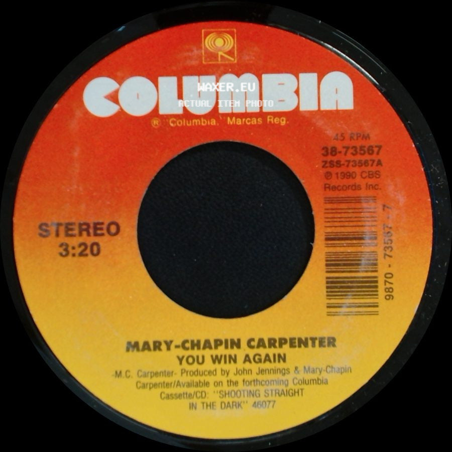 Mary-Chapin Carpenter - The Moon And St. Christopher / You Win Again side B