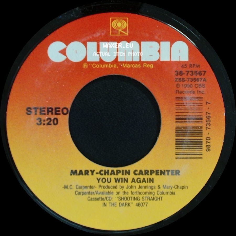 Mary-Chapin Carpenter - The Moon And St. Christopher / You Win Again side B
