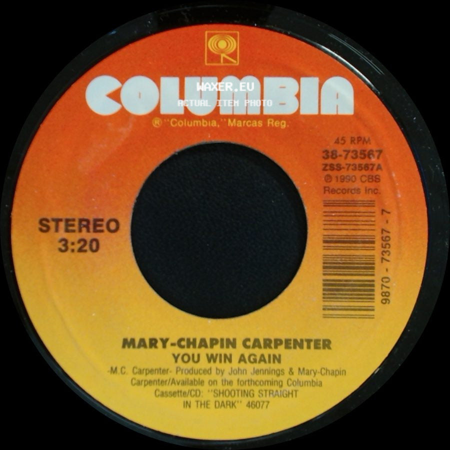 Mary-Chapin Carpenter - The Moon And St. Christopher / You Win Again side B