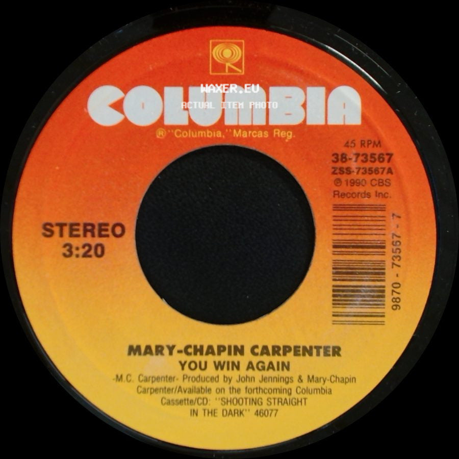 Mary-Chapin Carpenter - The Moon And St. Christopher / You Win Again side B